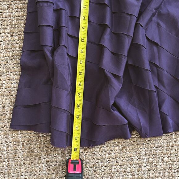 Vintage Y2K pureDKNY Silk Bias Cut Skirt Purple Pleated Panels Size 4 - Picture 8 of 9